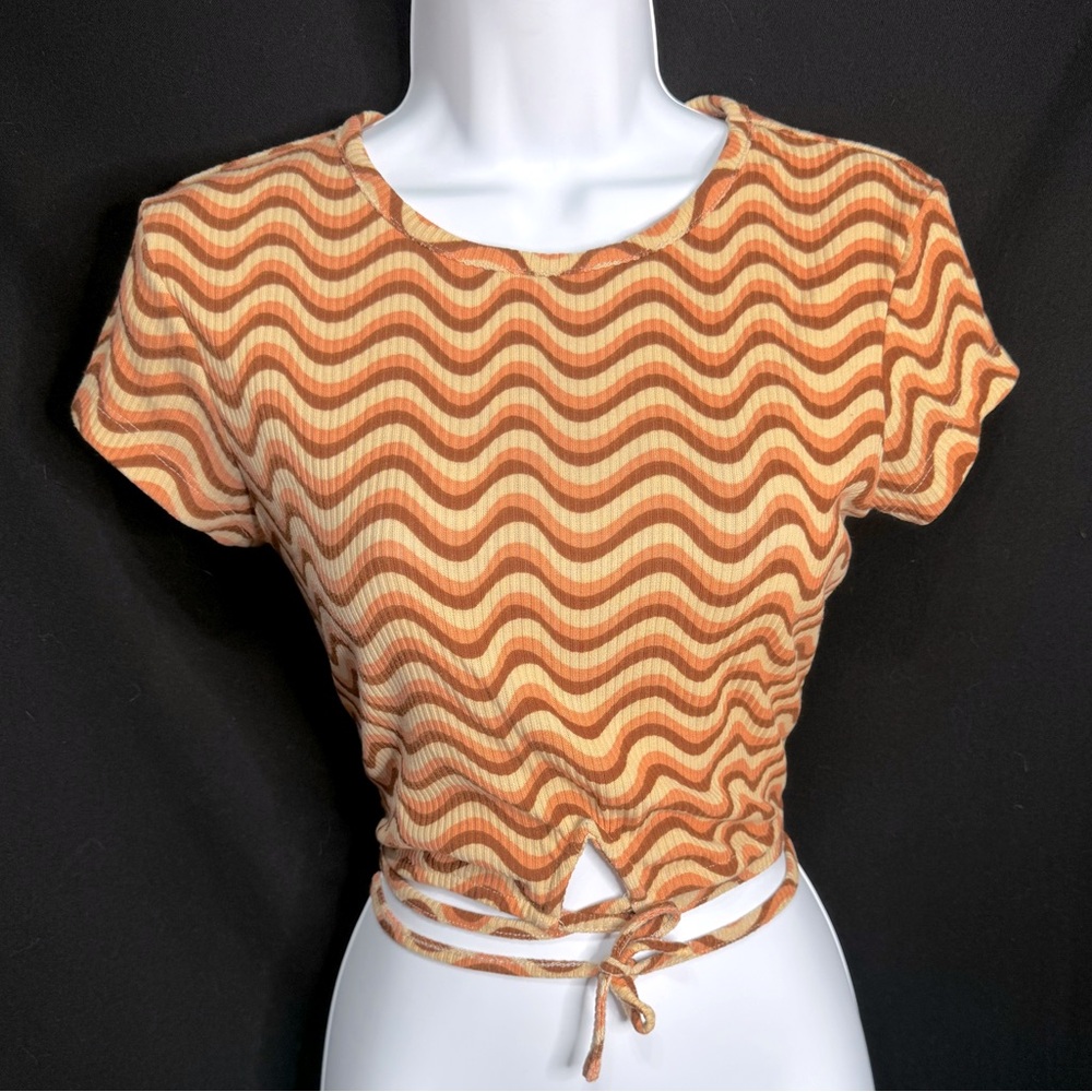 Birch and Stone Retro Ribbed Crop Top Large